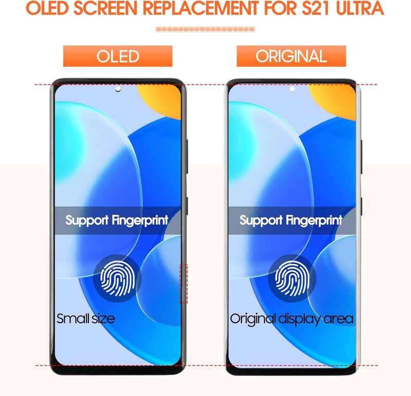 AGCUT OLED for Samsung Galaxy S21 Ultra Screen Replacement for S21 Ultra 5G LCD Display for SM-G998U SM-G998B LCD Digitizer Touch Screen Assembly Black with Frame+Installation Video(with Fingerprint) - Image 4